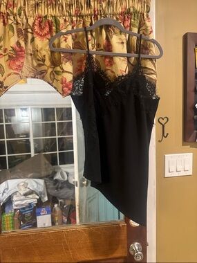 H&M Black Satin Lace-Trim Slip Camisole